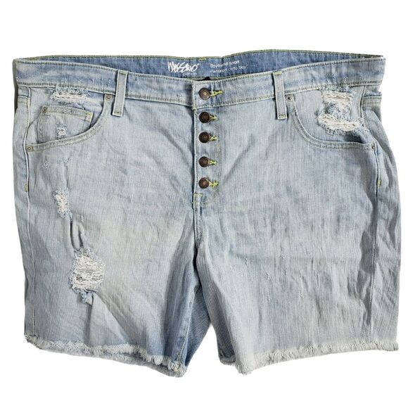 Mossimo Shorts Women Size 18 Mid Rise Boyfriend Light Wash Button Fly Distressed - Picture 1 of 8
